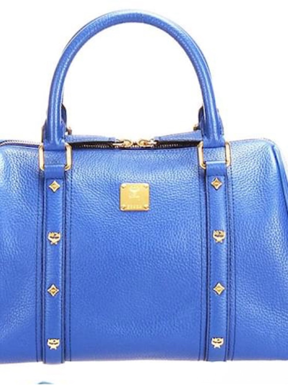 MCM Royal Blue Leather Bowling Bag with Gold Hardware - Picture 10 of 10
